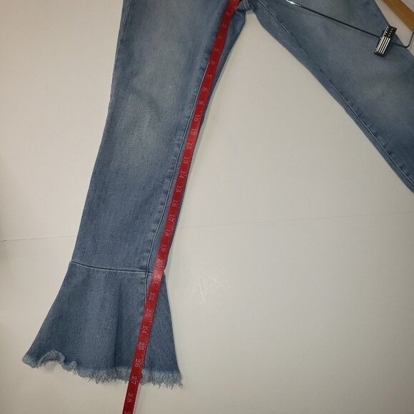 Frame Denim Le Skinny de Jeanne Women's Size 26 Raw Hem Flare Jeans Light Wash - Picture 7 of 16